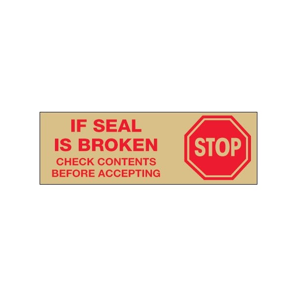 Tape Logic 2'' x 55 yds. - ''Stop If Seal Is Broken.'' Tape Logic Pre-Printed Carton Sealing, Tan, 36PK BUY00021293 - main